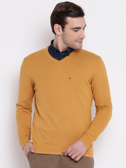 

Blackberrys Men Mustard Yellow Solid Pullover