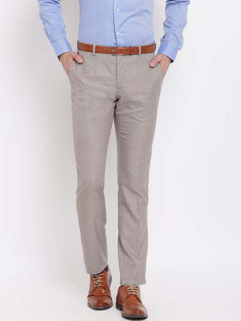 

Blackberrys Men Beige Regular Fit Solid Formal Trousers