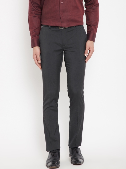 

Blackberrys Men Charcoal Grey Regular Fit Solid Formal Trousers