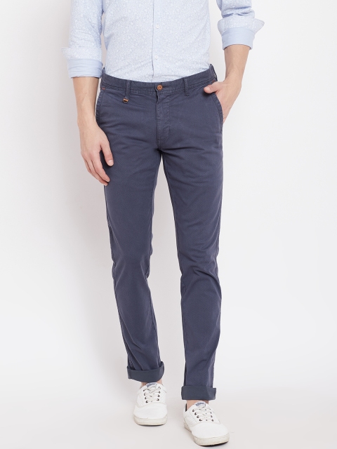 

Blackberrys Men Navy Blue Regular Fit Printed Trousers