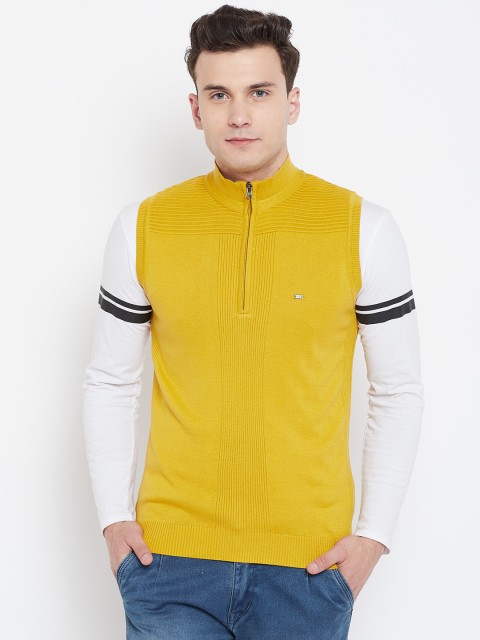 

Blackberrys Men Mustard Yellow Self Design Pullover