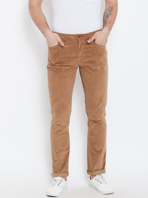 

Blackberrys Men Brown Corduroy Tapered Fit Solid Regular Trousers