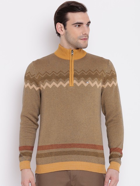 

Blackberrys Men Mustard Yellow Self-Design Pullover