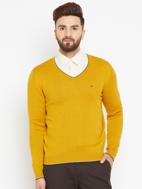 

Blackberrys Men Mustard Yellow Solid Pullover