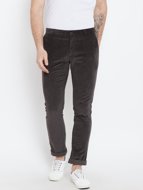 

Blackberrys Men Coffee Brown Tapered Fit Solid Corduroy Trousers