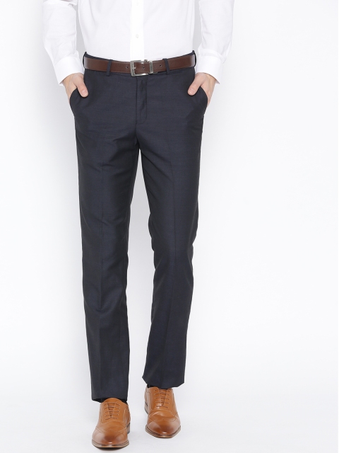

Blackberrys Men Navy Blue Slim Fit Solid Formal Trousers