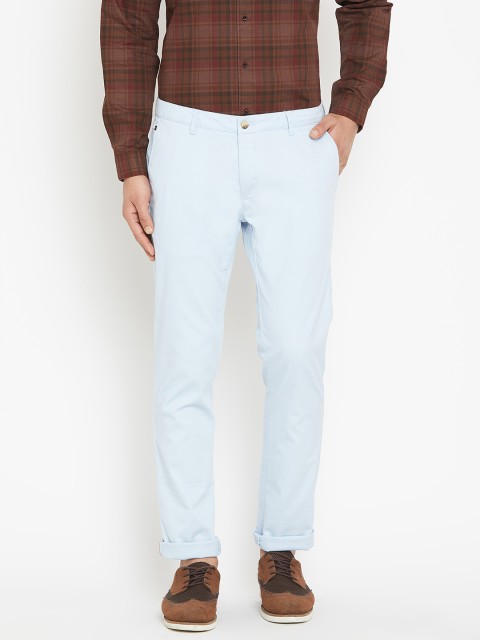 

Blackberrys Men Light Blue Regular Fit Self-Design Trousers