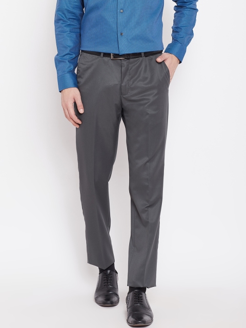 

Blackberrys Men Charcoal Grey Regular Fit Solid Formal Trousers