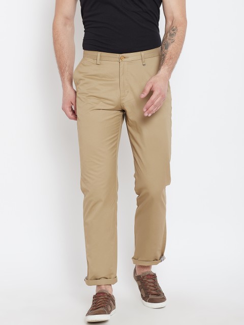 

Blackberrys Men Khaki Smart Fit Solid Regular Trousers