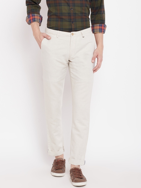 

Blackberrys Men Off-White Regular Fit Solid Trousers