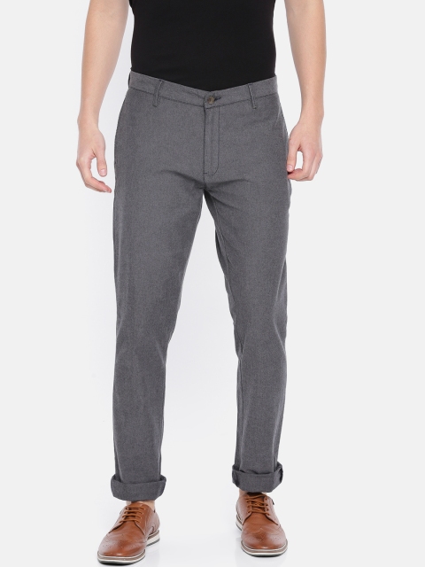 

Blackberrys Men Navy Blue & Grey Slim Fit Self Design Regular Trousers