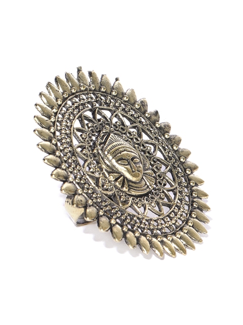 

Infuzze Women Antique Gold-Toned Goddess Textured Adjustable Ring