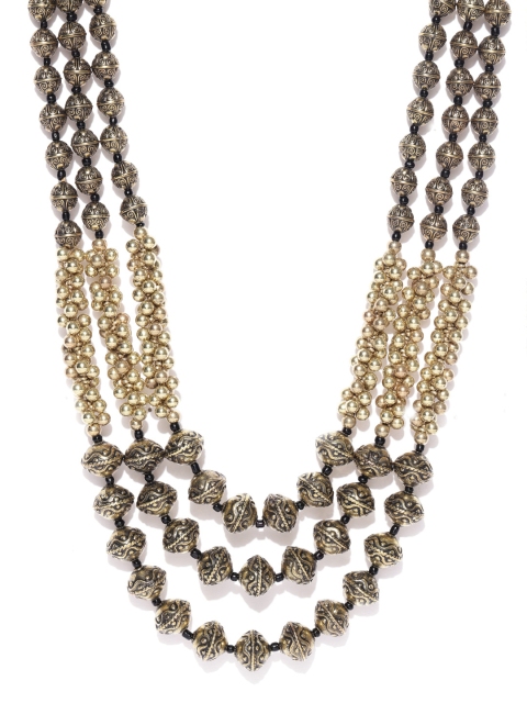 

Infuzze Antique Gold-Toned Layered Tribal Necklace