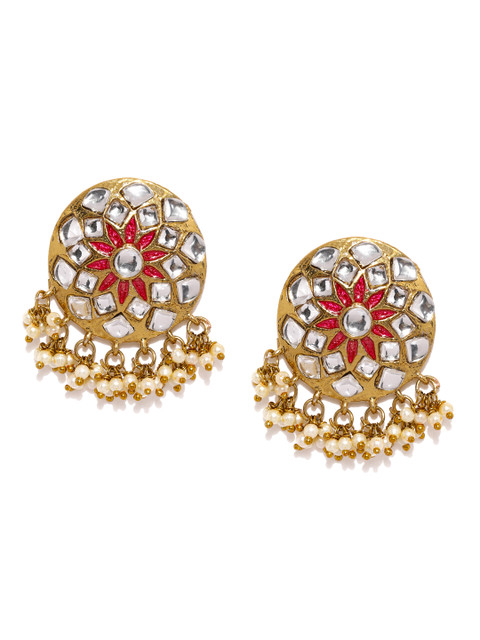 

Fida Gold-Toned & Red Circular Oversized Studs