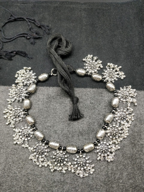 

Fida Silver-Toned Metal Oxidised Necklace