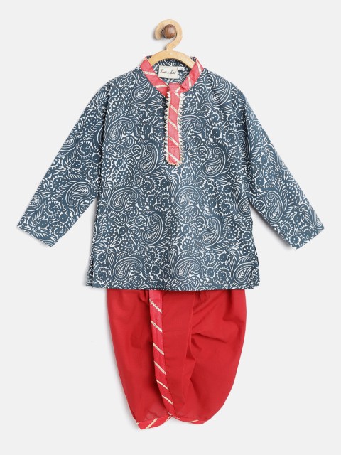 

BownBee Boys Navy & Red Printed Kurta with Dhoti Pants, Navy blue