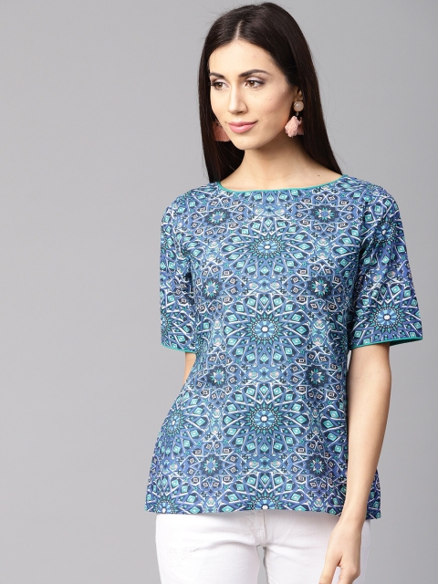 

Nayo Women Blue Printed Top