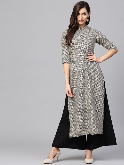 

Nayo Women Off-White & Black Printed Kurta with Palazzos