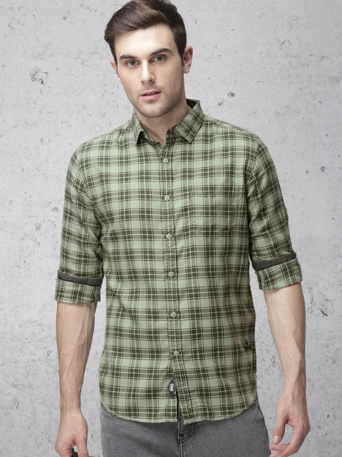 

Ecko Unltd Men Green Slim Fit Checked Casual Shirt