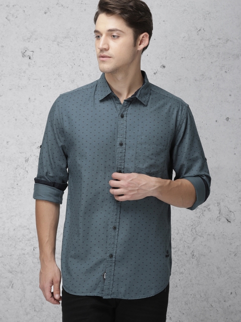 

Ecko Unltd Men Teal Blue Regular Fit Printed Casual Shirt