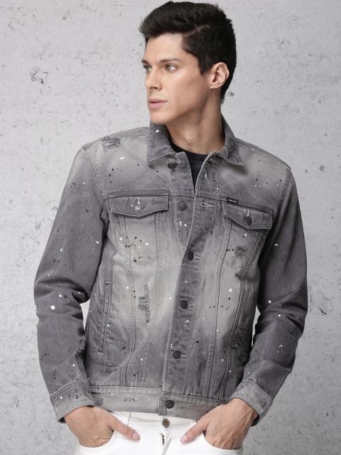 

Ecko Unltd Men Light Grey Solid Trucker Denim Jacket