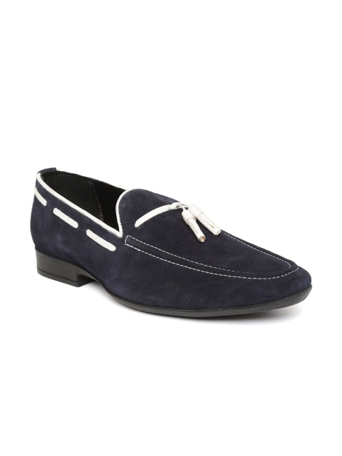 

San Frissco Men Navy Suede Tasselled Loafers, Navy blue