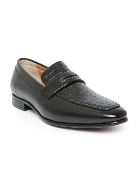 

San Frissco Men Black Croc Texture Semiformal Slip-Ons