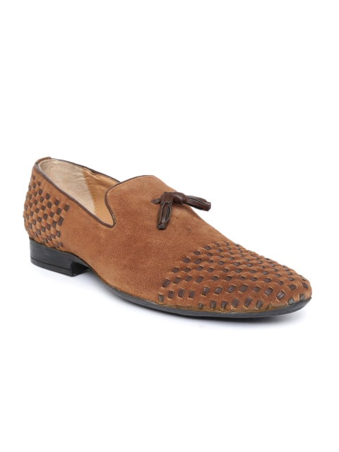 

San Frissco Men Brown Suede Basketweave Semiformal Slip-Ons