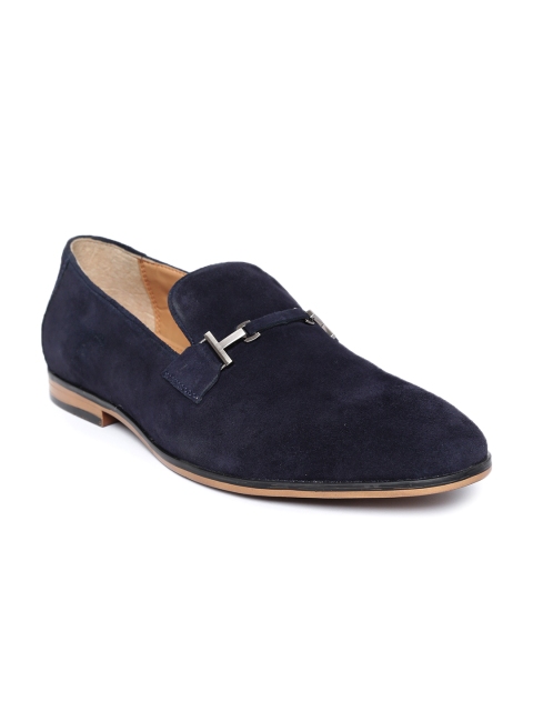 

San Frissco Men Navy Suede Semiformal Slip-Ons, Navy blue