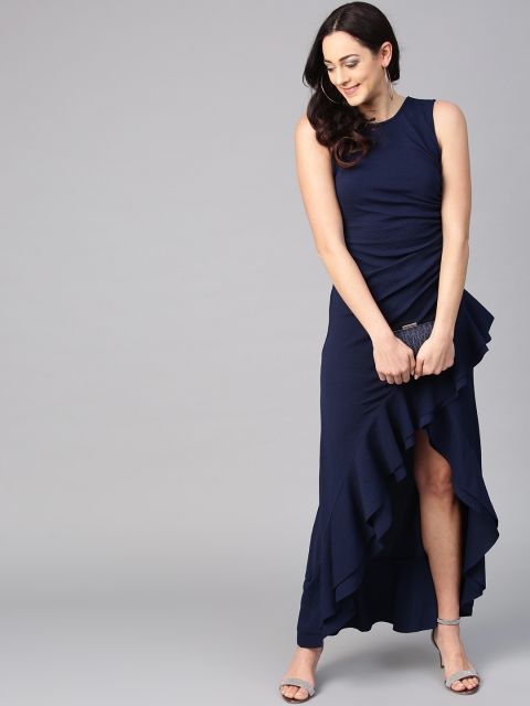 

Athena Women Navy Blue Solid Maxi Dress