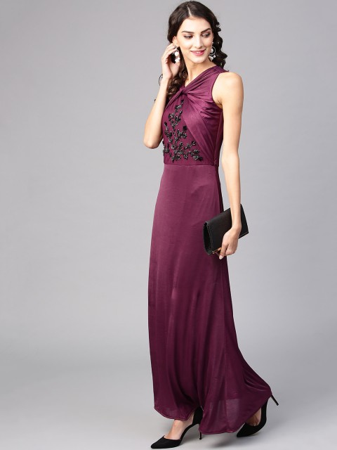 

Athena Women Burgundy Embellished Detail Maxi Dress