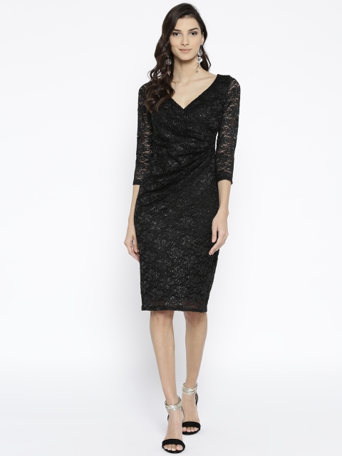 

DOROTHY PERKINS Women Black Lace Wrap Dress