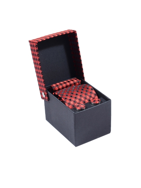

Tossido Men Red & Silver-Toned Accessory Gift Set