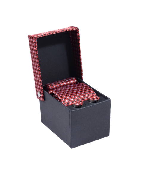 

Tossido Men Red, Black & Silver-Toned Accessory Gift Set