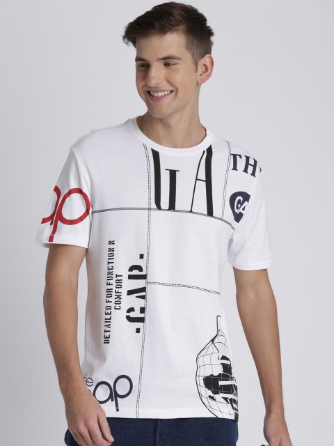 

GAP Men White Printed Round Neck T-shirt