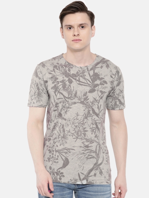 

ONLY & SONS Men Grey Printed Round Neck T-shirt