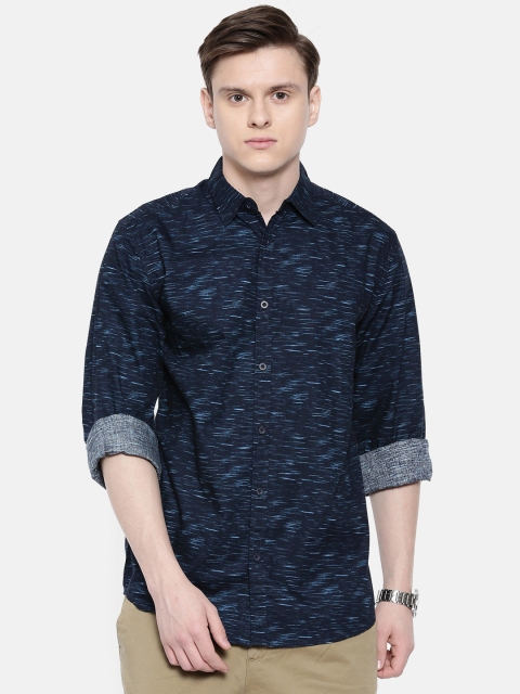 

ONLY & SONS Men Navy Blue Slim Fit Solid Casual Shirt