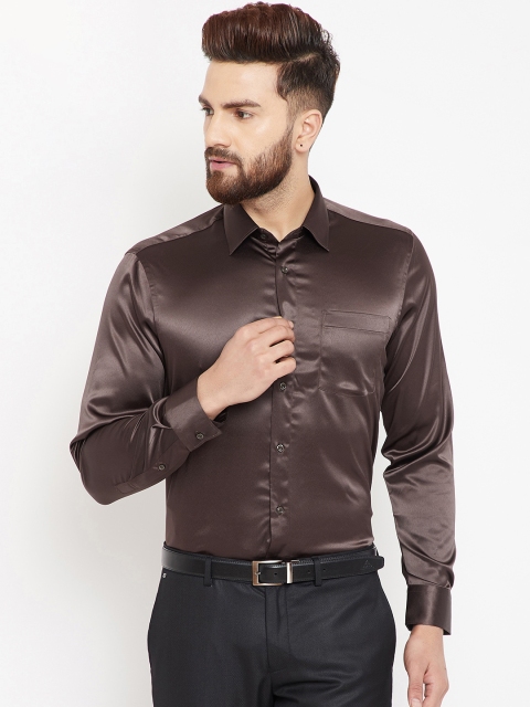 

Blackberrys Men Brown Slim Fit Solid Party Shirt