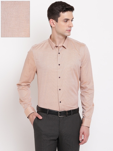 

Blackberrys Men Orange Slim Fit Self Design Formal Shirt