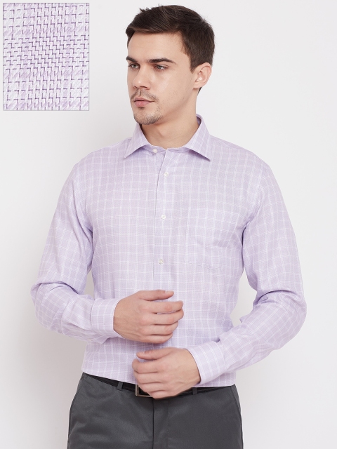 

Blackberrys Men Lavender & White Slim Fit Checked Formal Shirt