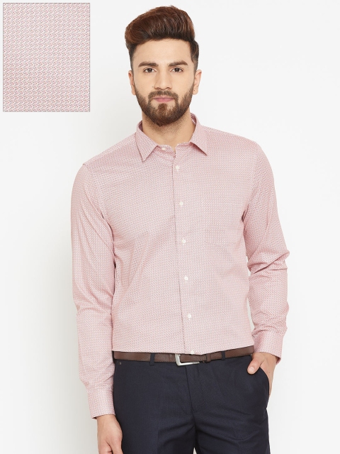 

Blackberrys Men Orange & White Slim Fit Printed Formal Shirt