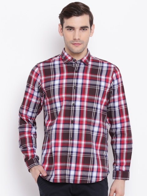 

Blackberrys Men Red & Brown Slim Fit Checked Casual Shirt