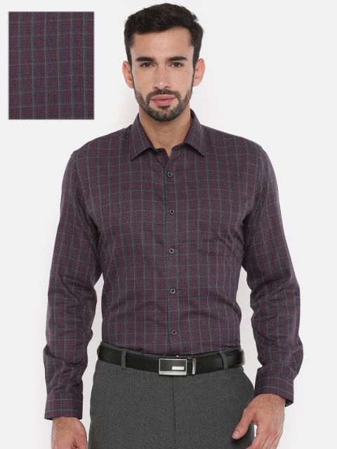 

Peter England Men Maroon Slim Fit Checked Formal Shirt