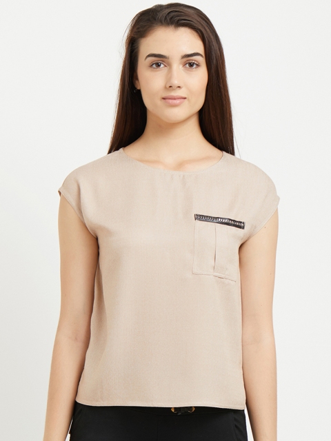 

109F Women Beige Solid Top