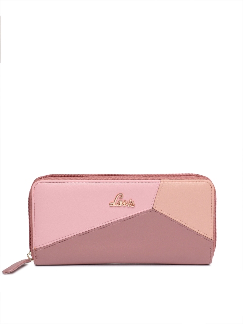 

Lavie Women Pink Colorblocked Zip Around Wallet