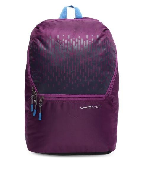 

Lavie Women Purple & Grey Graphic Backpack