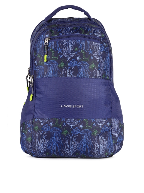 

Lavie Women Navy Blue Graphic Printed Backpack