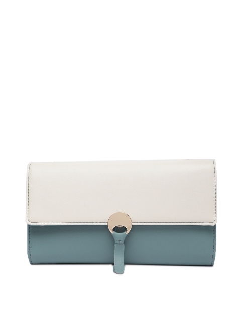 

Lavie Women Off-White & Blue Colourblocked Three Fold Wallet