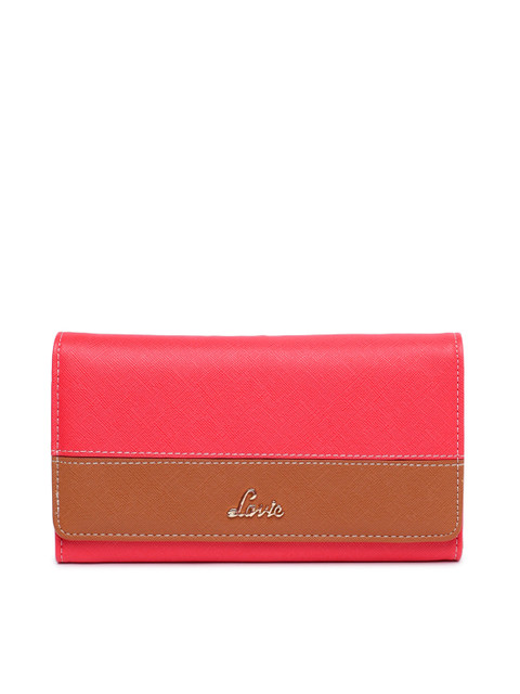 

Lavie Women Pink & Brown Colorblocked Three Fold Wallet
