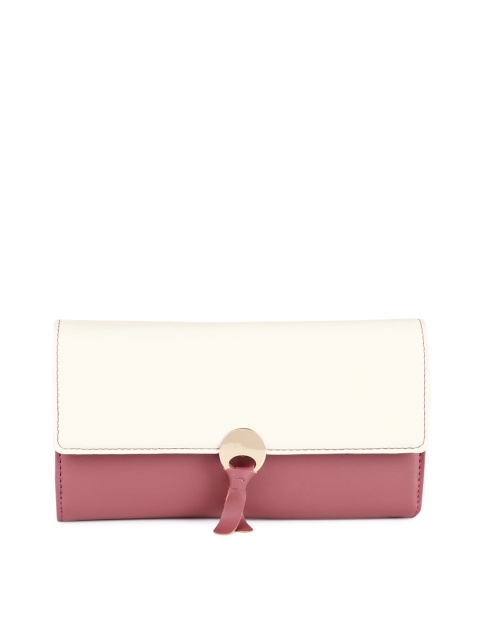 

Lavie Women Off-White & Pink Colourblocked Three Fold Wallet